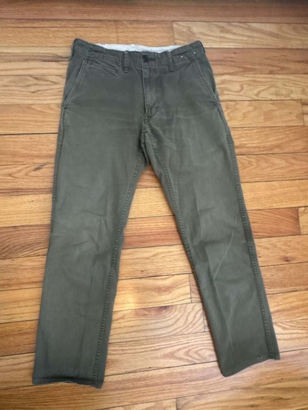 Uniqlo Olive Green Cotton Chino Trousers size S • Preppy • Business Casual • Sma